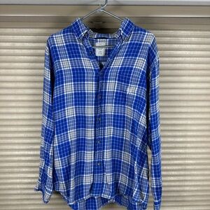 Chaps Blue and White Plaid Casual Shirt